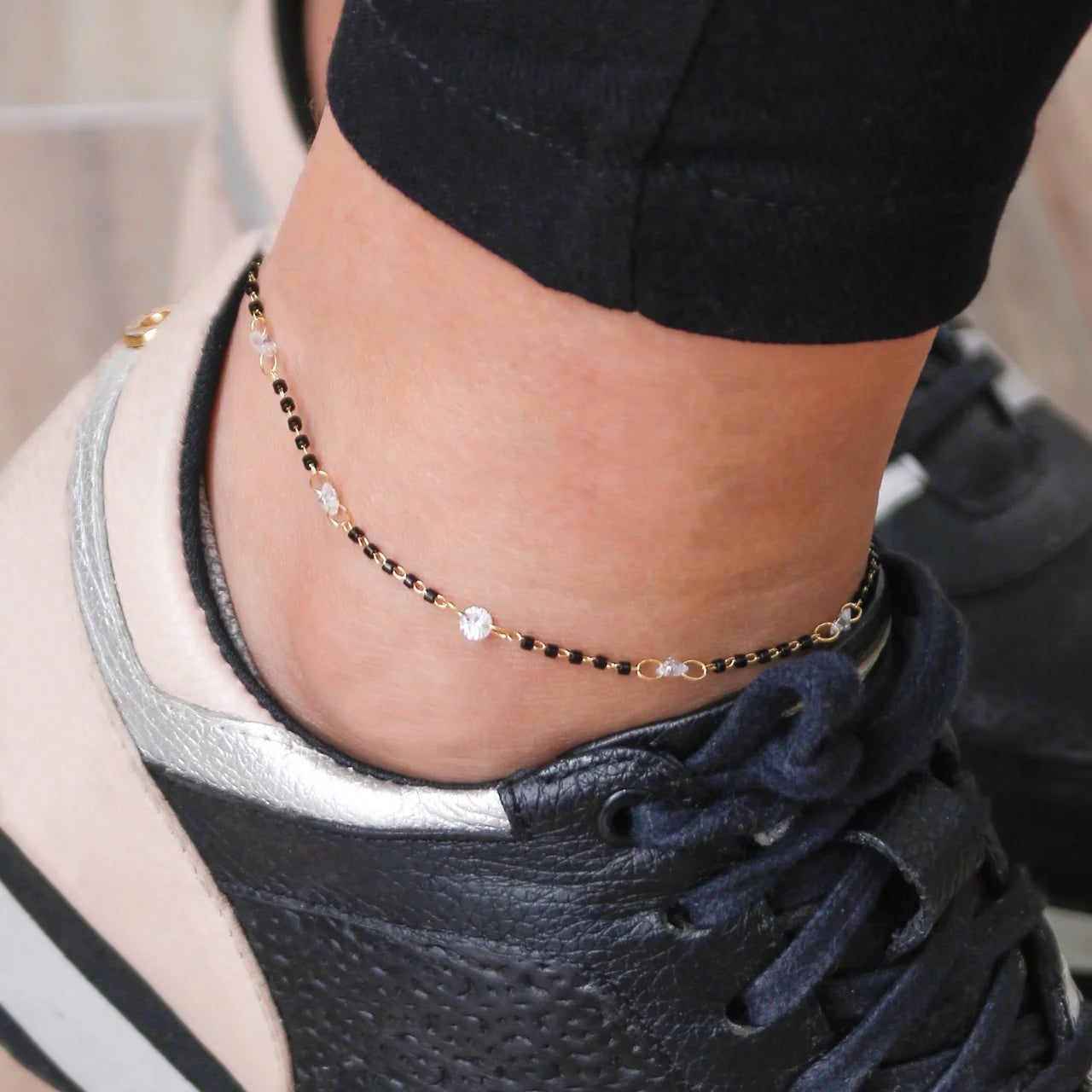 Tobillera Circonia Bicolor 24.5 cms