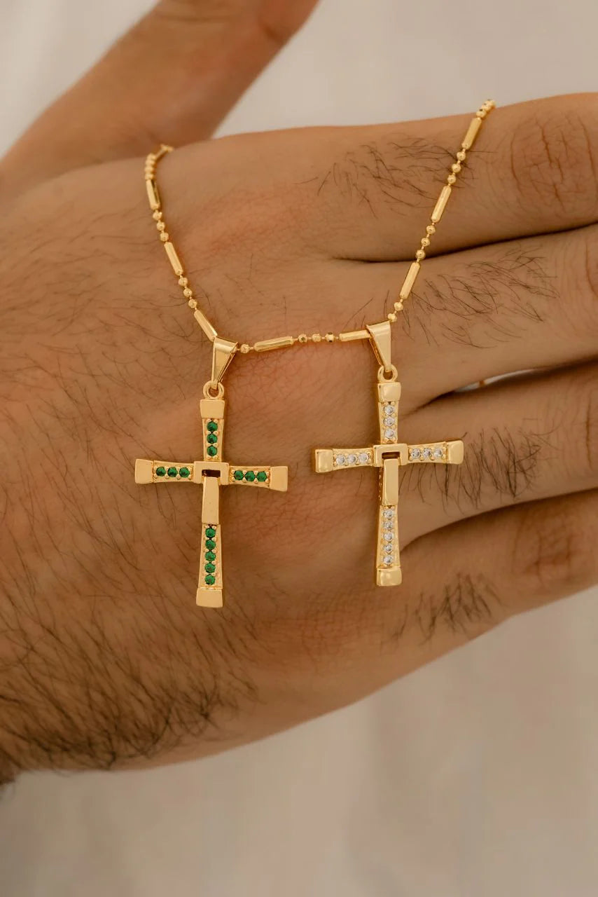 Cadena Canutillo Militar 65 Cms + Dije Cruz Toretto Verde