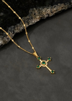 Cadena Cubana Sol 65 Cm + Dije Cruz Verde