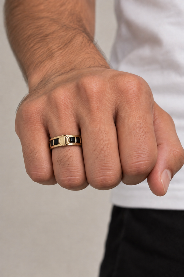 Anillo gemas negras