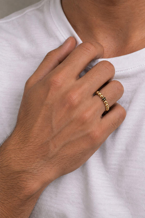 Anillo tejido Circon negro