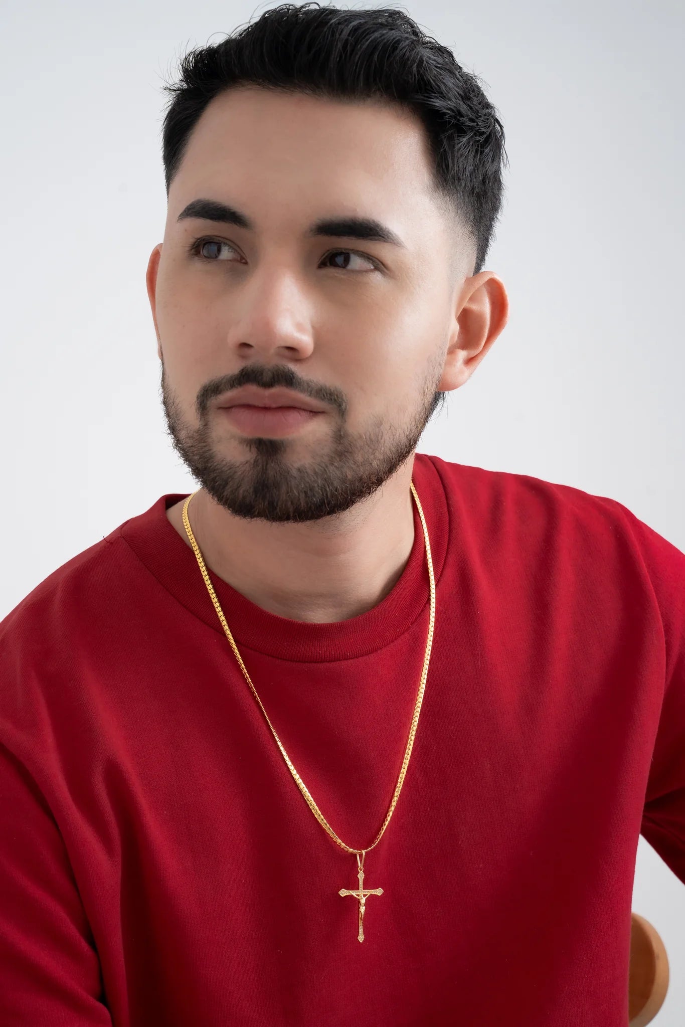 Cadena Serpiente 4 mm 65 Cms + Dije Cruz Rostro Circonias 4 Cms