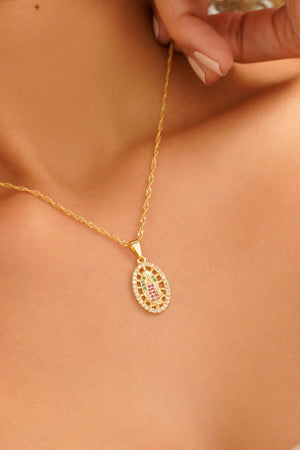 Cadena Singapur 1.5mm (45cms) + Dije Virgen Guadalupe Swarovski