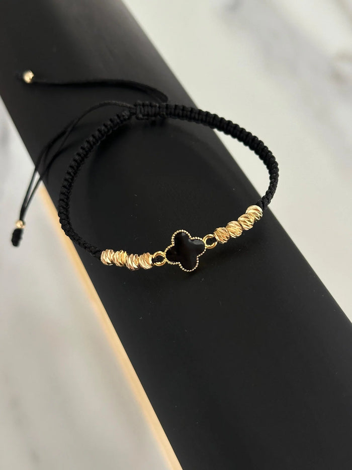Pulsera Clover Black Diamantada 4mm