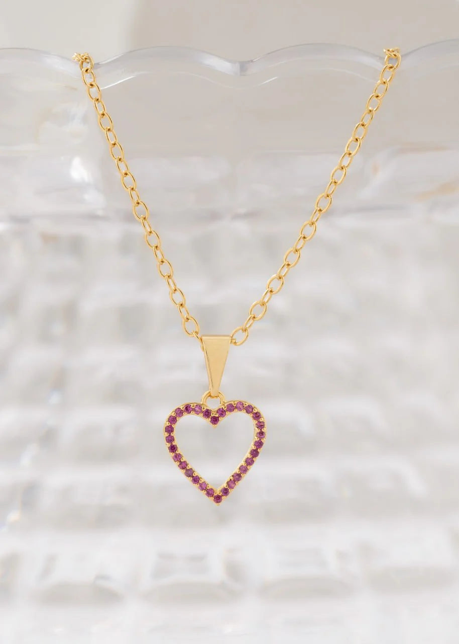 Cadena Aros 1.8 mm 45cms + Dije Amour Fucsia