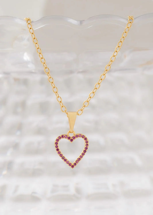 Cadena Aros 1.8 mm 45cms + Dije Amour Fucsia