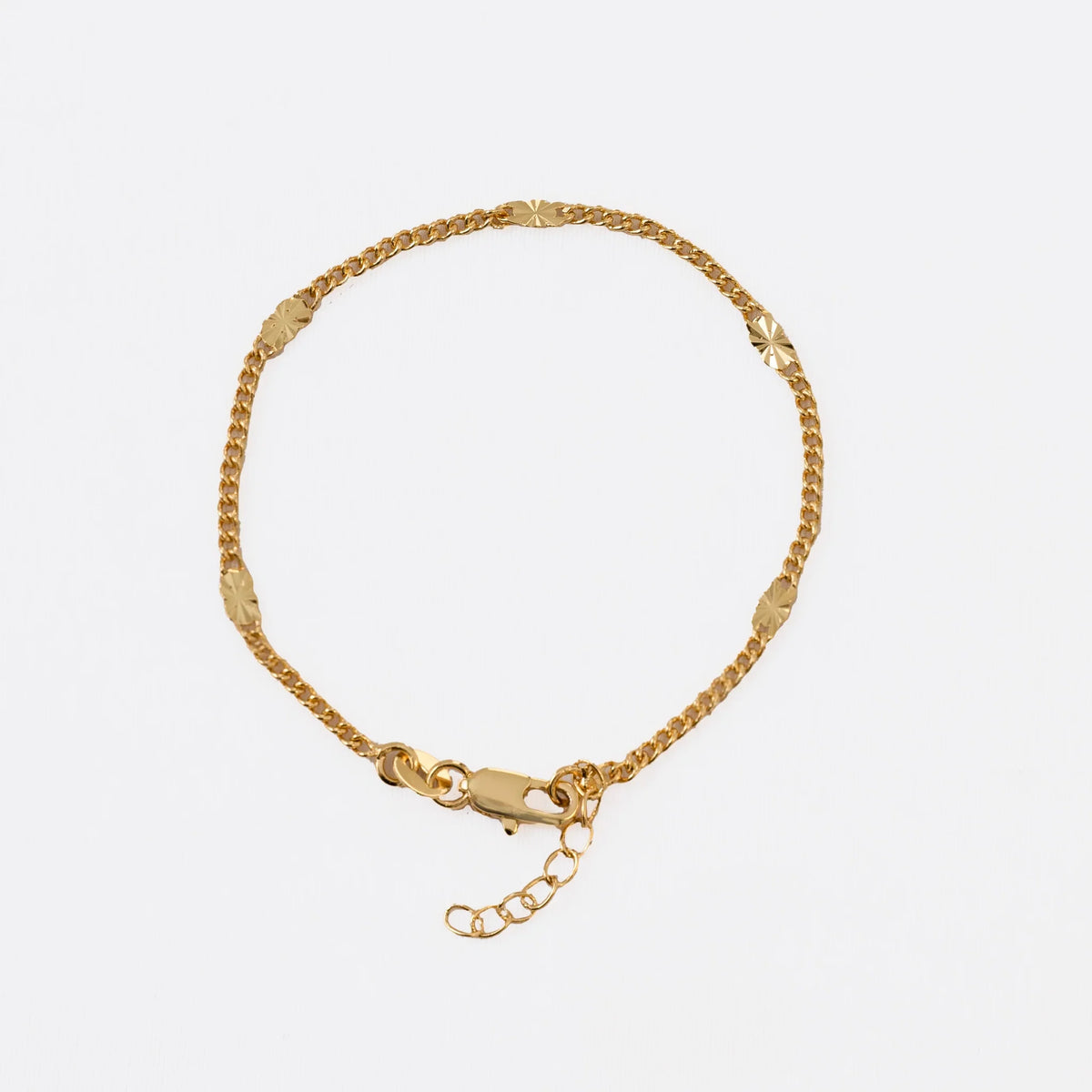 Pulsera Cubana con Destellos 16 Cms + Extensor