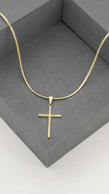 Cadena Serpiente 65 Cm + Dije Cruz Spitze