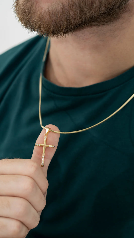 Cadena Serpiente 65 Cm + Dije Cruz Spitze