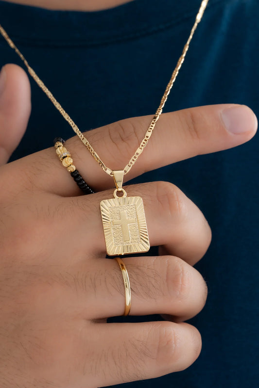 Cadena Escalera y Plana 65 Cms + Dije Placa Almighty