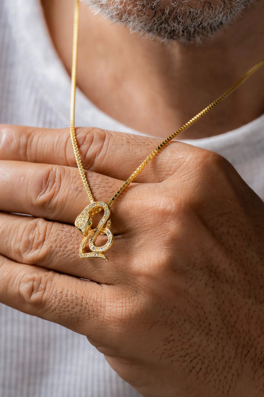 Cadena Veneciana Gruesa 65 Cms + Dije Snake