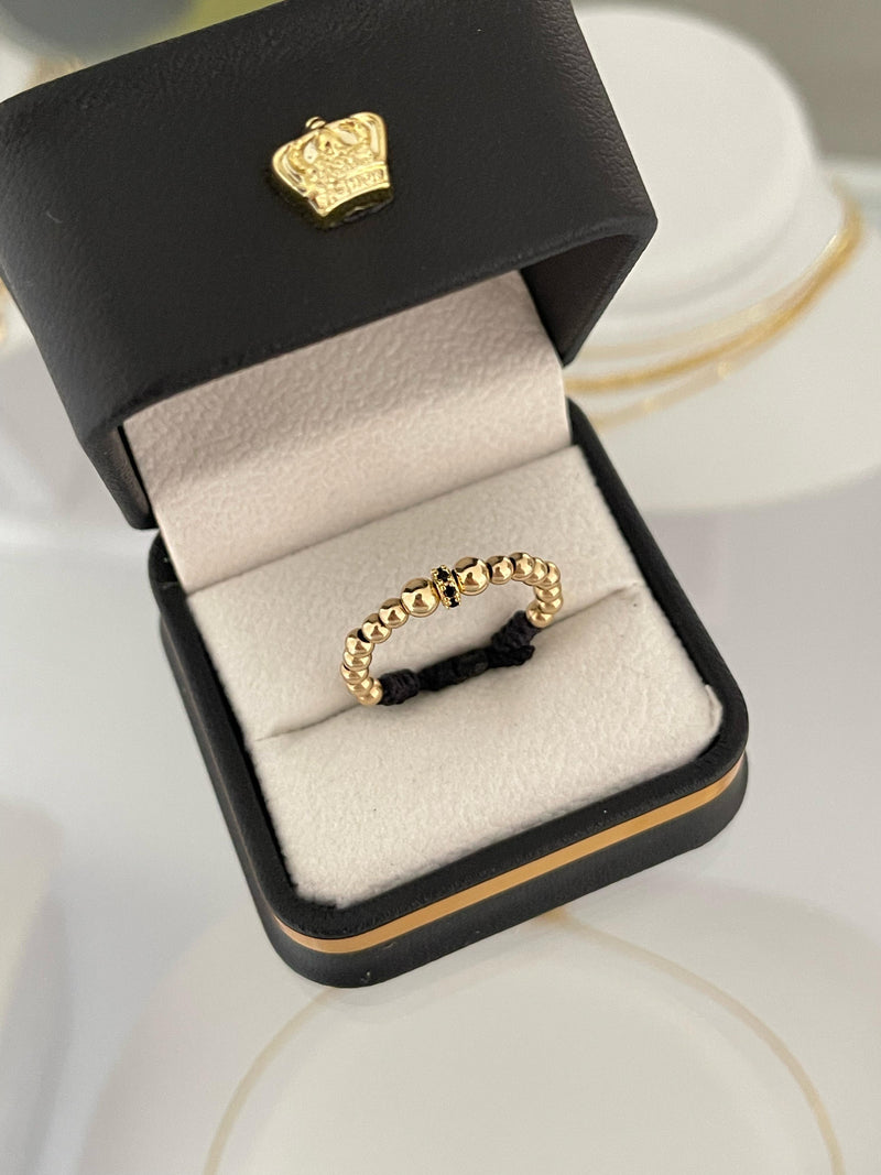 Anillo tejido Circon negro