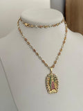Cadena Gcc 3 Oros 60 Cm + Dije Virgen Guadalupe Grande Swarovski Exclusive