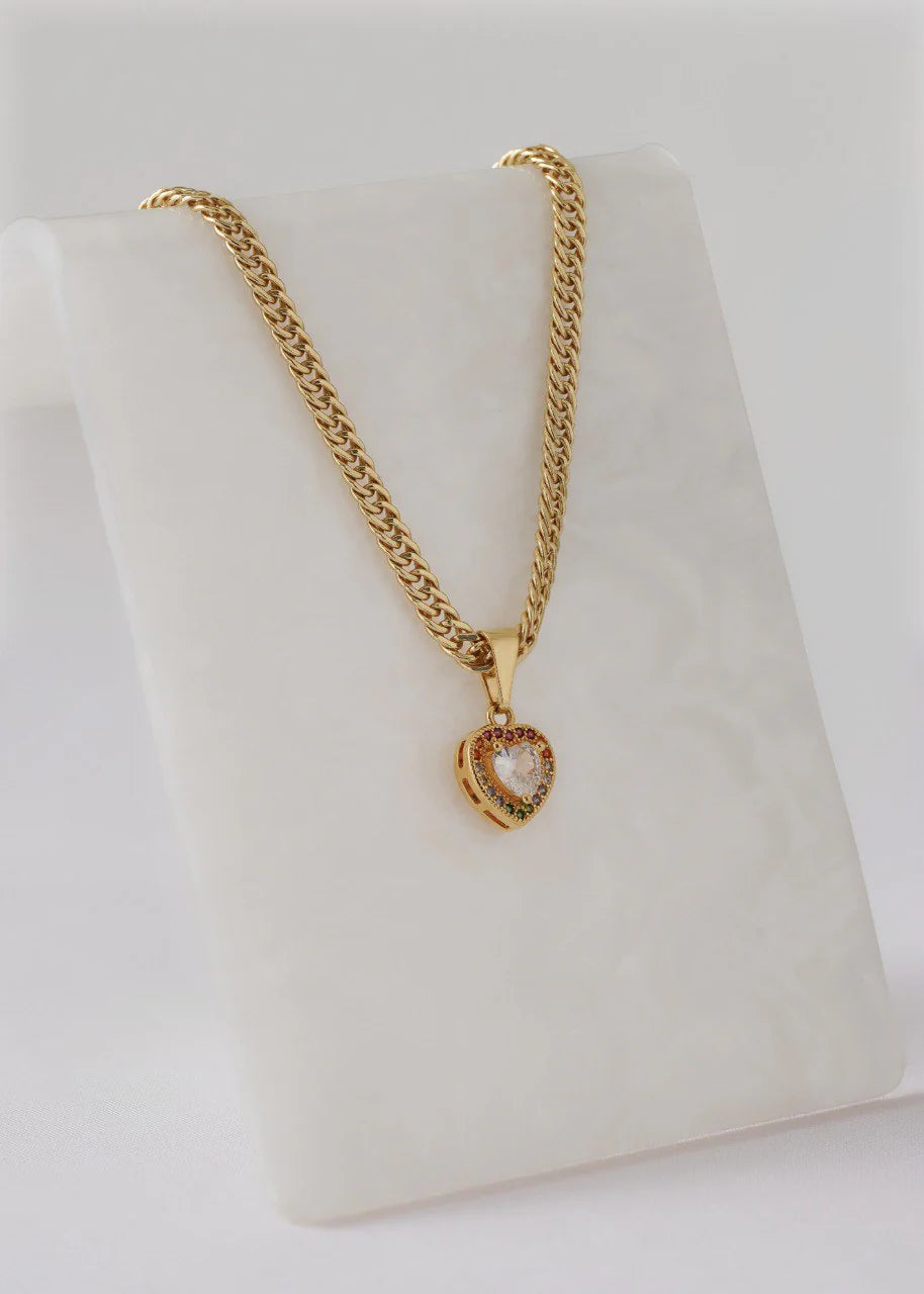 Cadena Continua 3 mm 45 Cms + Dije Rainbow Love