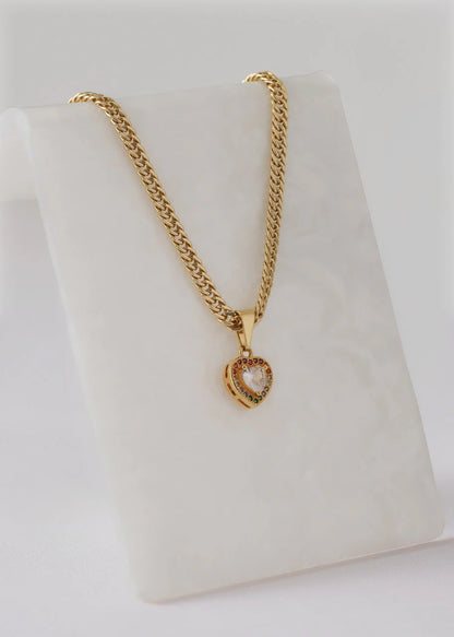 Cadena Continua 3 mm 45 Cms + Dije Rainbow Love