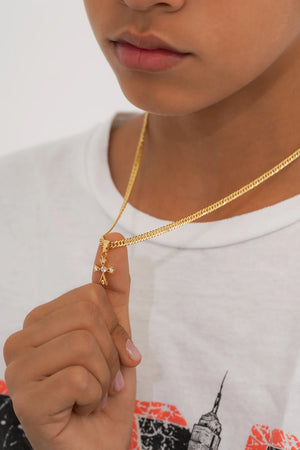 Cadena Continua 3mm 45cm + Dije Cruz 5 Circonias