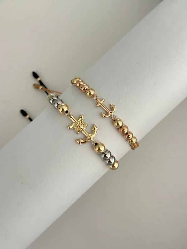 Pulseras Pareja Ancla dos oros