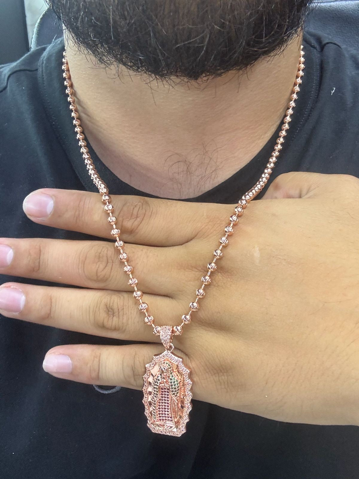Cadena Militar diamantada Rosa 4mm