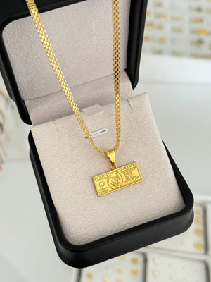 CADENA CHINA IT 3MM 65CMS + DIJE DÓLAR