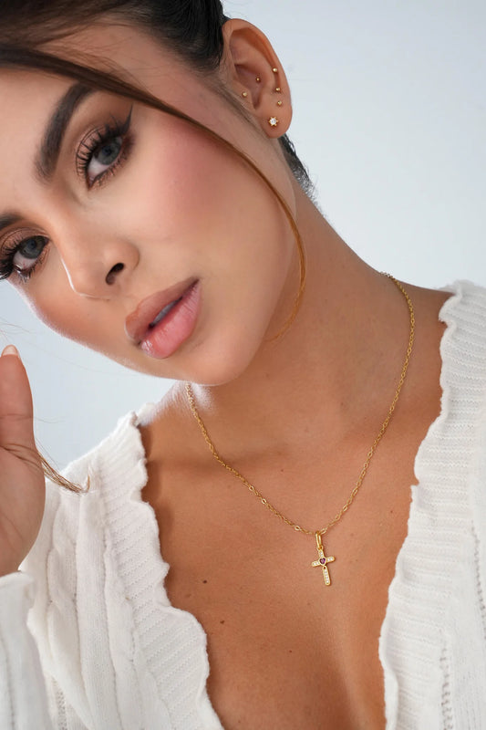 Cadena Aros 1.8mm 45cm + Dije Cruz Lovely