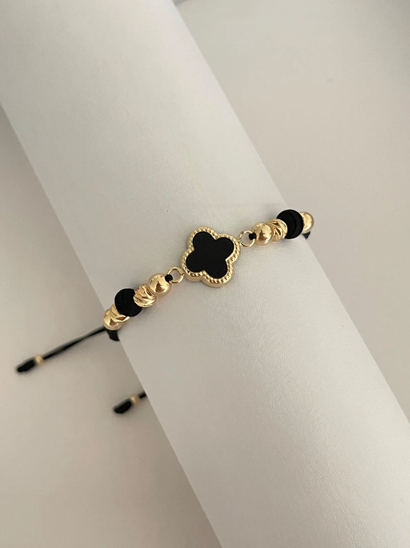 Pulsera Trébol Negro Neo 5mm-6mm