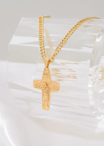 Cadena Escalera y Plana 65 Cms + Dije Cruz Circonia 4 Cms