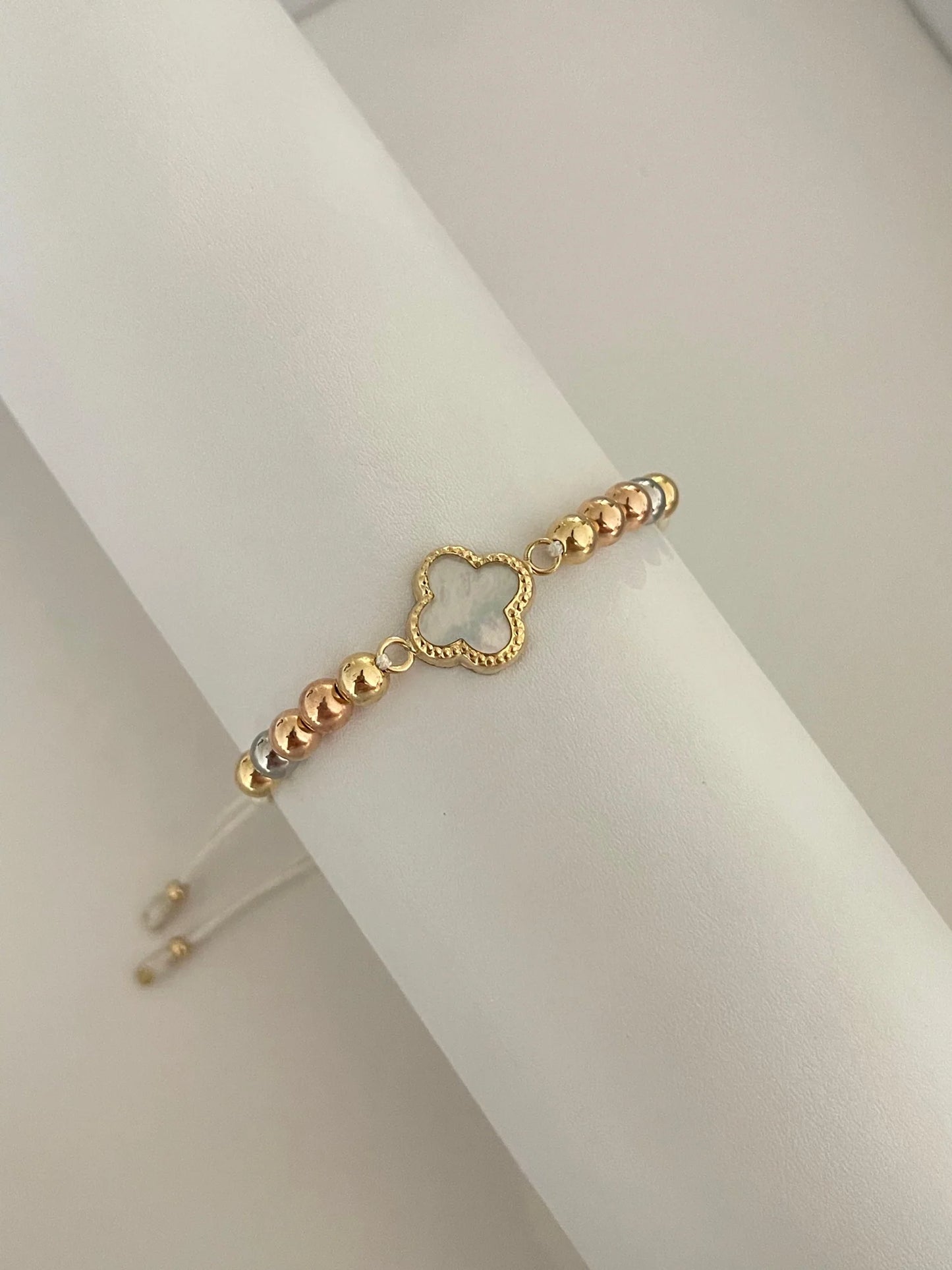 Pulsera Trébol Blanco 5mm