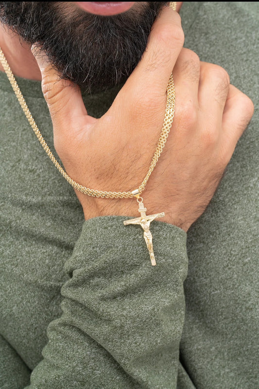 Cadena Tejido Chino Doble Carril 65 Cm + Dije Madero Grande