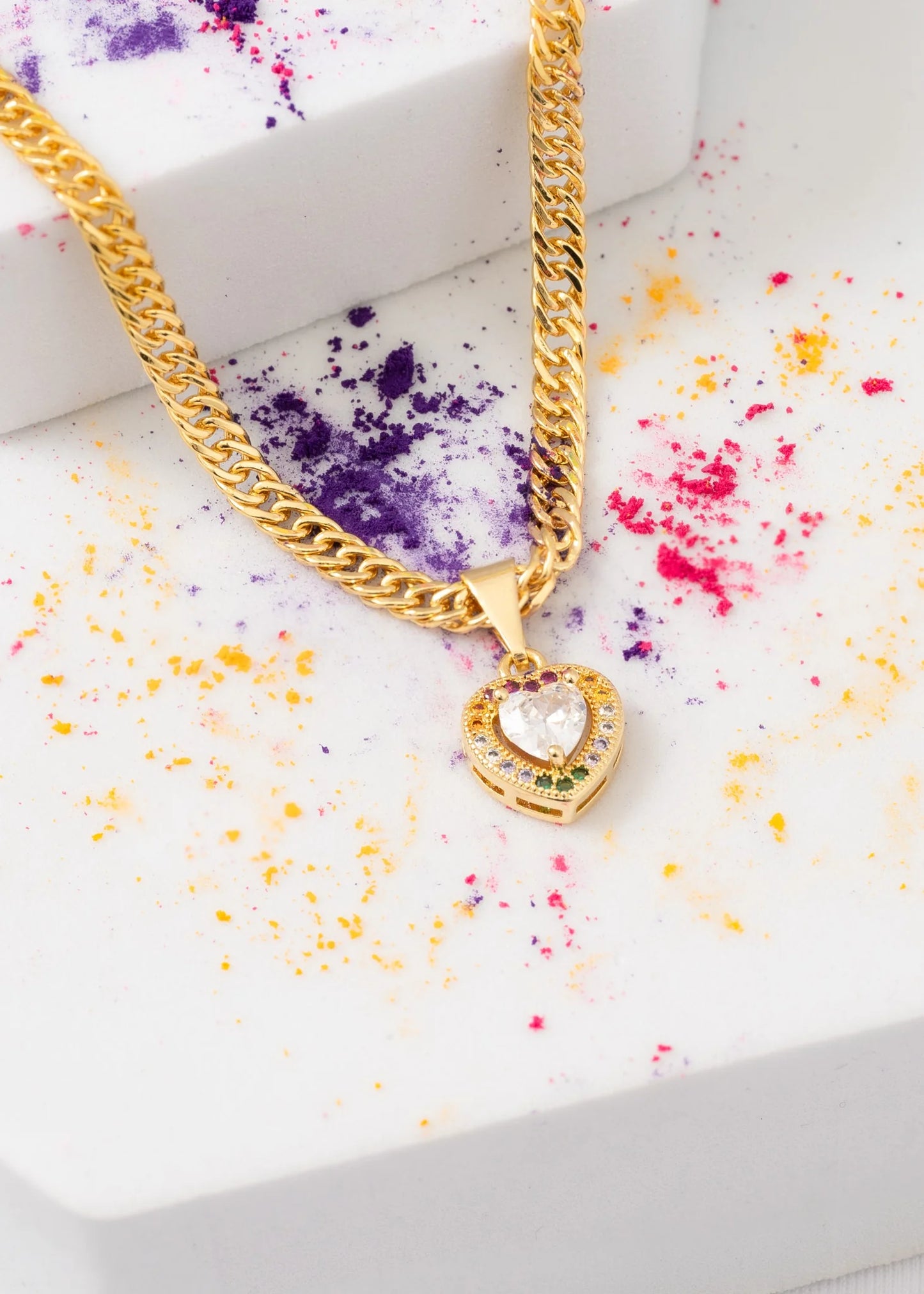 Cadena Continua 3 mm 45 Cms + Dije Rainbow Love