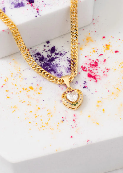 Cadena Continua 3 mm 45 Cms + Dije Rainbow Love