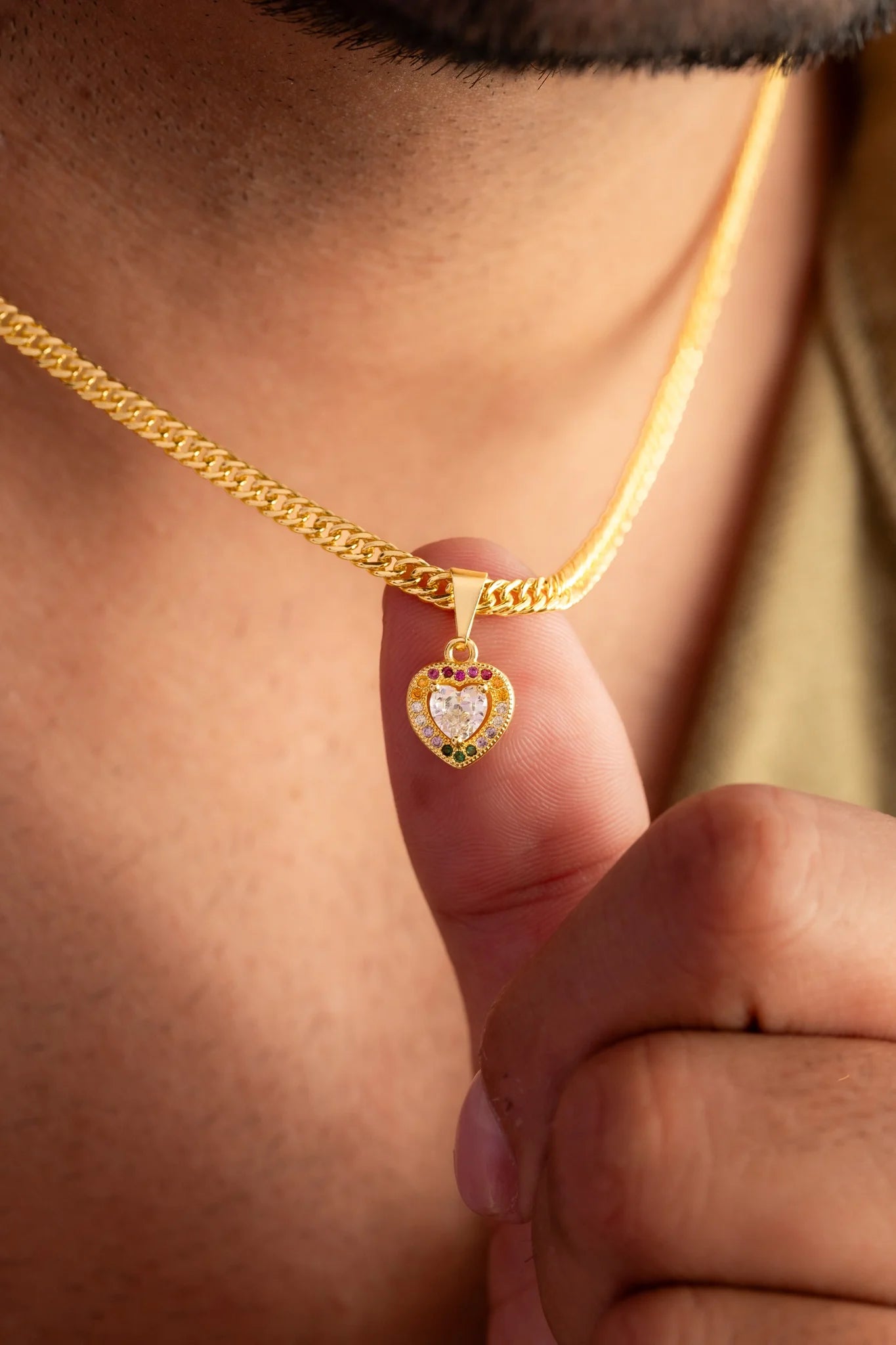 Cadena Continua 3 mm 45 Cms + Dije Rainbow Love