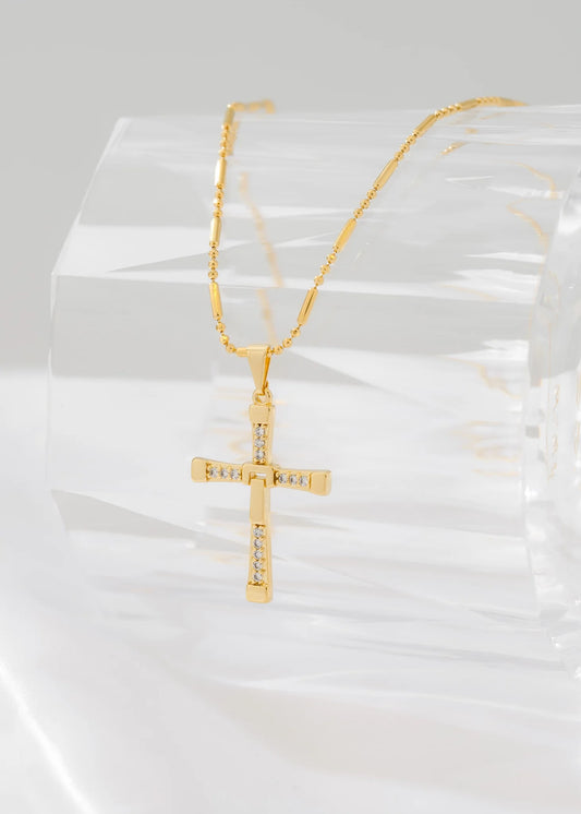 Cadena Canutillo Militar 65 Cms + Dije Cruz Toretto Cristal