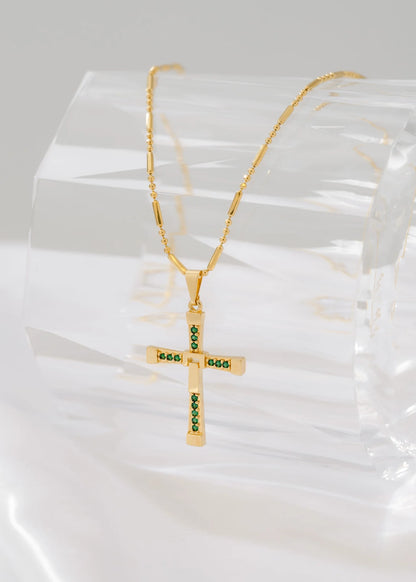 Cadena Canutillo Militar 65 Cms + Dije Cruz Toretto Verde