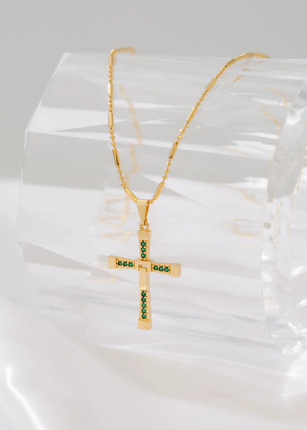 Cadena Canutillo Militar 65 Cms + Dije Cruz Toretto Verde