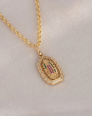 Cadena Aros 3mm 65Cms + Dije Madre Guadalupana