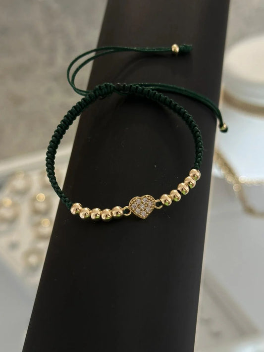 Pulsera Herraje Corazón Cristal