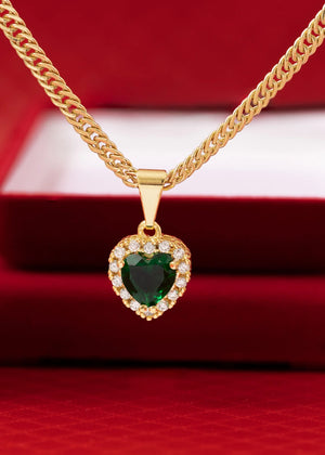 Cadena Continua 3mm 45cm + Dije Green Heart