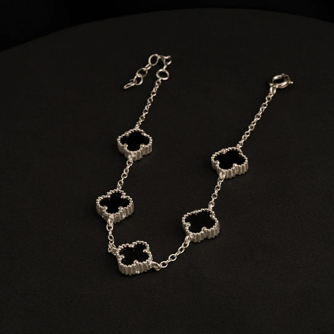 Pulsera Clover Black 5H 10 mm 17 Cms + Ext