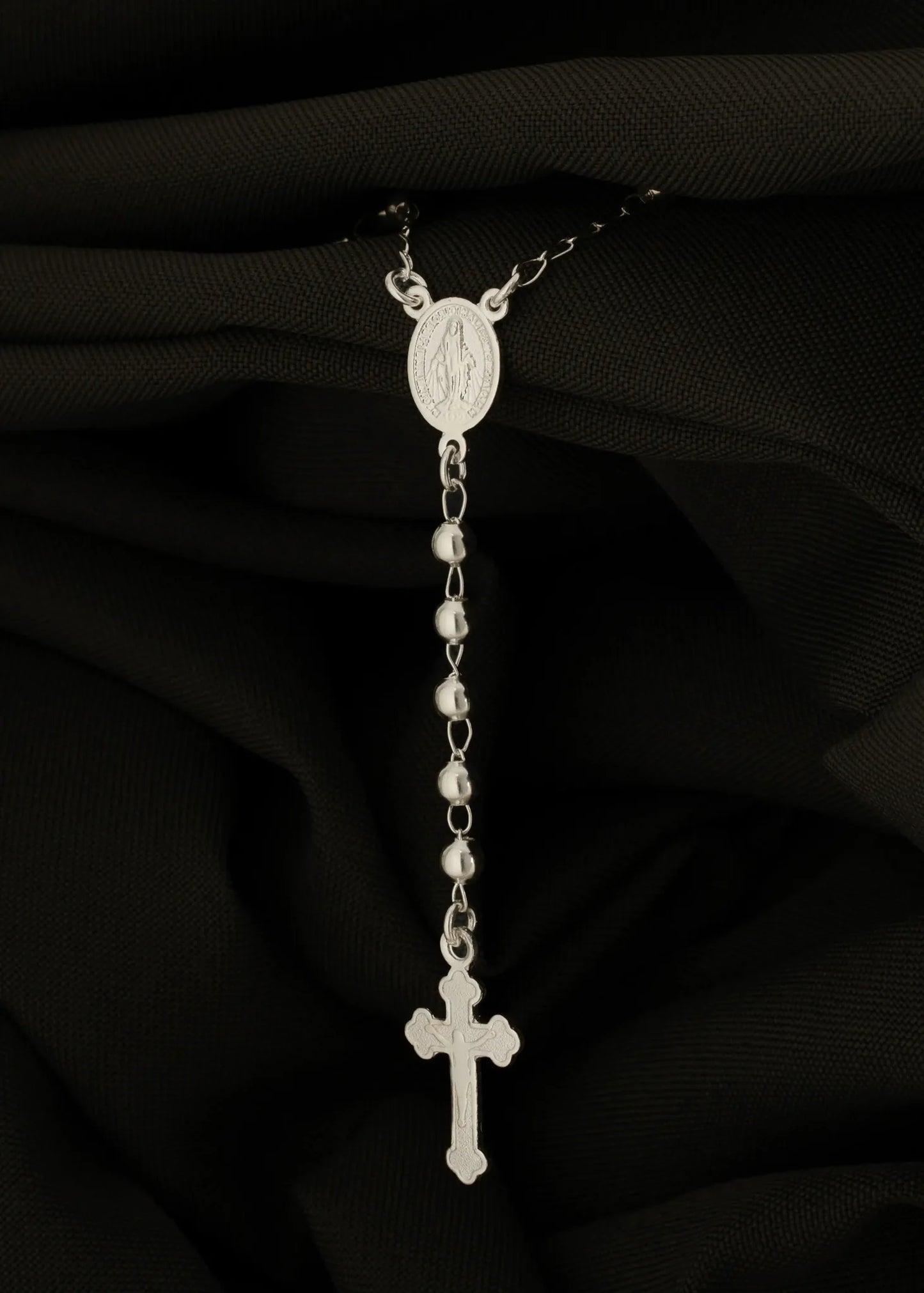 Rosario Milagrosa 55 Cms Plata Ley 925