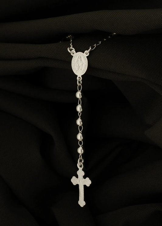 Rosario Milagrosa 55 Cms Plata Ley 925