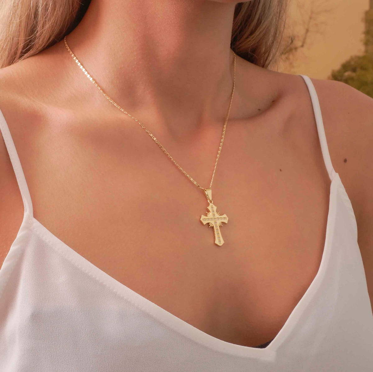 Dije Cruz Sagrada Circonia Cristal