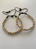 Pulsera Pareja 3 oros 6mm