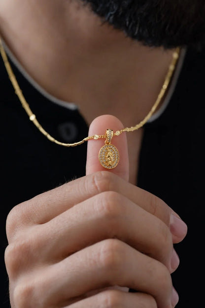 Cadena Cubana Sol 65 Cms + Dije Virgen María Milagrosa