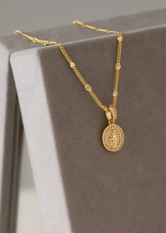 Cadena Cubana Sol 65 Cms + Dije Virgen María Milagrosa